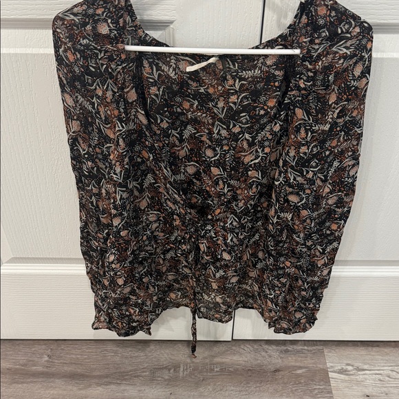 Free People Black and Brown Floral Blouse - Picture 1 of 2